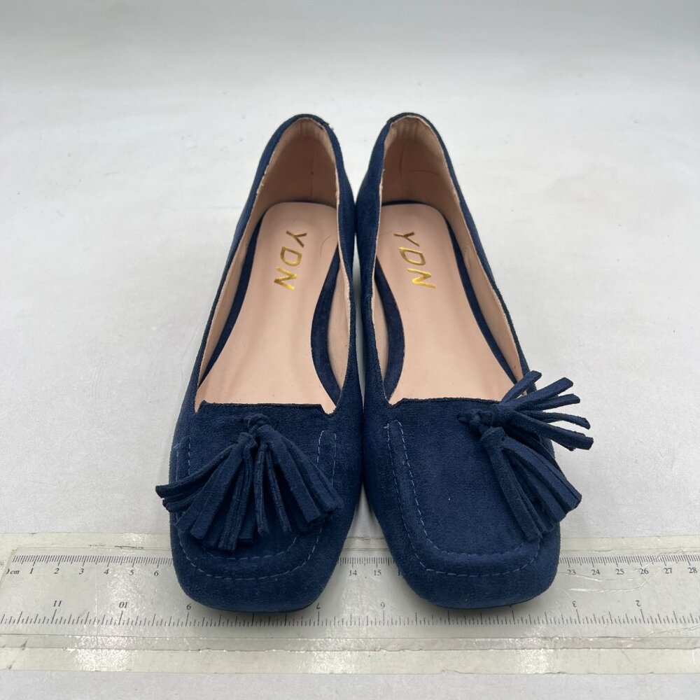 YDN Deep Blue Block Low Heel Loafer Square Toe Ta… - image 3